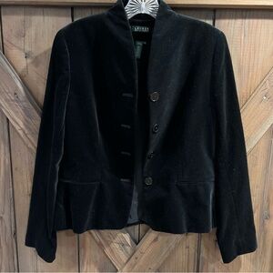 VNTG LAUREN RALPH LAUREN GREEN LABEL WOMEN'S Black  LUXURY VELVET BLAZER 8